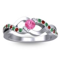 Pink Tourmaline Fashion Ring In 14k White Gold With Emerald And Garnet – Vistap Simple Ring