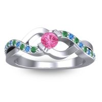 Pink Tourmaline Fashion Ring In 14k White Gold With Emerald And Swiss Blue Topaz – Vistap Simple Ring