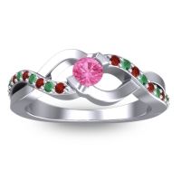 Pink Tourmaline Fashion Ring In 14k White Gold With Garnet And Emerald – Vistap Simple Ring
