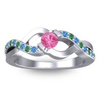 Pink Tourmaline Fashion Ring In 14k White Gold With Swiss Blue Topaz And Emerald – Vistap Simple Ring