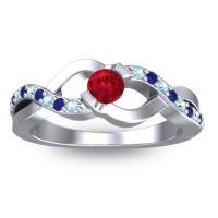Ruby Fashion Ring In 14k White Gold With Aquamarine And Blue Sapphire – Vistap Simple Ring