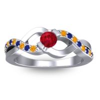 Ruby Fashion Ring In 14k White Gold With Citrine And Blue Sapphire – Vistap Simple Ring