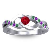 Ruby Fashion Ring In 14k White Gold With Emerald And Amethyst – Vistap Simple Ring