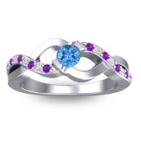 Swiss Blue Topaz Fashion Ring In 14k White Gold With Amethyst And Diamond – Vistap Simple Ring