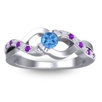 Swiss Blue Topaz Fashion Ring In 14k White Gold With Diamond And Amethyst – Vistap Simple Ring