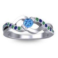 Swiss Blue Topaz Fashion Ring In 14k White Gold With Emerald And Blue Sapphire – Vistap Simple Ring