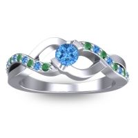 Swiss Blue Topaz Fashion Ring In 14k White Gold With Emerald – Vistap Simple Ring