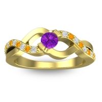 Amethyst Fashion Ring In 14k Yellow Gold With Diamond And Citrine – Vistap Simple Ring