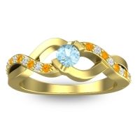Aquamarine Fashion Ring In 14k Yellow Gold With Citrine And Diamond – Vistap Simple Ring