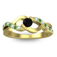 Black Onyx Fashion Ring In 14k Yellow Gold With Aquamarine And Emerald – Vistap Simple Ring