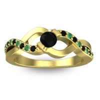 Black Onyx Fashion Ring In 14k Yellow Gold With Emerald – Vistap Simple Ring