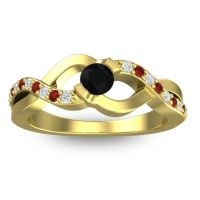 Black Onyx Fashion Ring In 14k Yellow Gold With Diamond And Garnet – Vistap Simple Ring