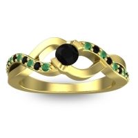 Black Onyx Fashion Ring In 14k Yellow Gold With Emerald – Vistap Simple Ring