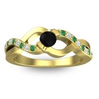 Black Onyx Fashion Ring In 14k Yellow Gold With Emerald And Lab Diamond – Vistap Simple Ring