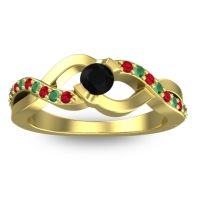 Black Onyx Fashion Ring In 14k Yellow Gold With Ruby And Emerald – Vistap Simple Ring