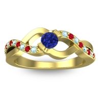 Blue Sapphire Fashion Ring In 14k Yellow Gold With Aquamarine And Ruby – Vistap Simple Ring