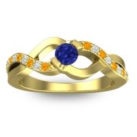 Blue Sapphire Fashion Ring In 14k Yellow Gold With Citrine And Lab Diamond – Vistap Simple Ring