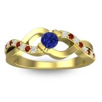 Blue Sapphire Fashion Ring In 14k Yellow Gold With Lab Diamond And Garnet – Vistap Simple Ring