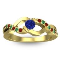Blue Sapphire Fashion Ring In 14k Yellow Gold With Garnet And Emerald – Vistap Simple Ring