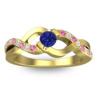 Blue Sapphire Fashion Ring In 14k Yellow Gold With Pink Tourmaline And Diamond – Vistap Simple Ring