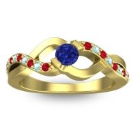 Blue Sapphire Fashion Ring In 14k Yellow Gold With Ruby And Aquamarine – Vistap Simple Ring