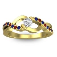 Lab Diamond Fashion Ring In 14k Yellow Gold With Blue Sapphire And Garnet – Vistap Simple Ring