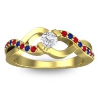 Lab Diamond Fashion Ring In 14k Yellow Gold With Ruby And Blue Sapphire – Vistap Simple Ring