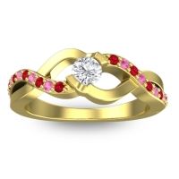 Lab Diamond Fashion Ring In 14k Yellow Gold With Ruby And Pink Tourmaline – Vistap Simple Ring