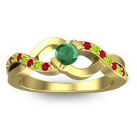 Emerald Fashion Ring In 14k Yellow Gold With Ruby And Peridot – Vistap Simple Ring