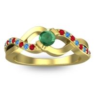 Emerald Fashion Ring In 14k Yellow Gold With Ruby And Swiss Blue Topaz – Vistap Simple Ring