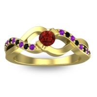 Garnet Fashion Ring In 18k Yellow Gold With Amethyst And Black Onyx – Vistap Simple Ring