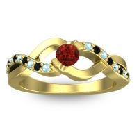 Garnet Fashion Ring In 18k Yellow Gold With Aquamarine And Black Onyx – Vistap Simple Ring