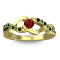Garnet Fashion Ring In 14k Yellow Gold With Black Onyx And Emerald – Vistap Simple Ring