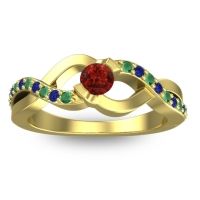 Garnet Fashion Ring In 14k Yellow Gold With Emerald And Blue Sapphire – Vistap Simple Ring