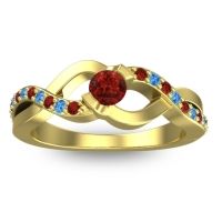 Garnet Fashion Ring In 18k Yellow Gold With Swiss Blue Topaz – Vistap Simple Ring