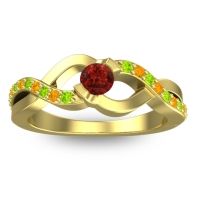 Garnet Fashion Ring In 18k Yellow Gold With Peridot And Citrine – Vistap Simple Ring