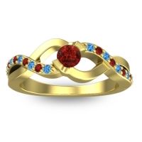 Garnet Fashion Ring In 18k Yellow Gold With Swiss Blue Topaz – Vistap Simple Ring