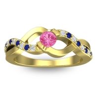 Pink Tourmaline Fashion Ring In 14k Yellow Gold With Diamond And Blue Sapphire – Vistap Simple Ring