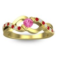 Pink Tourmaline Fashion Ring In 14k Yellow Gold With Ruby And Lab Diamond – Vistap Simple Ring