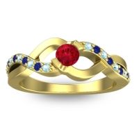 Ruby Fashion Ring In 14k Yellow Gold With Aquamarine And Blue Sapphire – Vistap Simple Ring