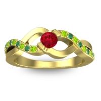 Ruby Fashion Ring In 14k Yellow Gold With Peridot And Emerald – Vistap Simple Ring