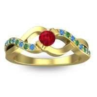 Ruby Fashion Ring In 14k Yellow Gold With Swiss Blue Topaz And Emerald – Vistap Simple Ring