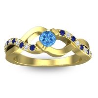Swiss Blue Topaz Fashion Ring In 14k Yellow Gold With Blue Sapphire And Diamond – Vistap Simple Ring