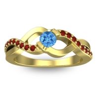 Swiss Blue Topaz Fashion Ring In 18k Yellow Gold With Garnet – Vistap Simple Ring