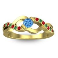 Swiss Blue Topaz Fashion Ring In 14k Yellow Gold With Ruby And Emerald – Vistap Simple Ring