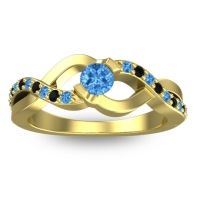 Swiss Blue Topaz Fashion Ring In 18k Yellow Gold With Black Onyx – Vistap Simple Ring