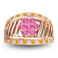 Statement Floral Pave Japa Ring