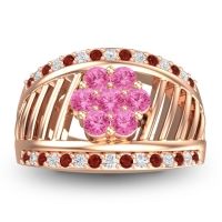 Statement Floral Pave Japa Ring