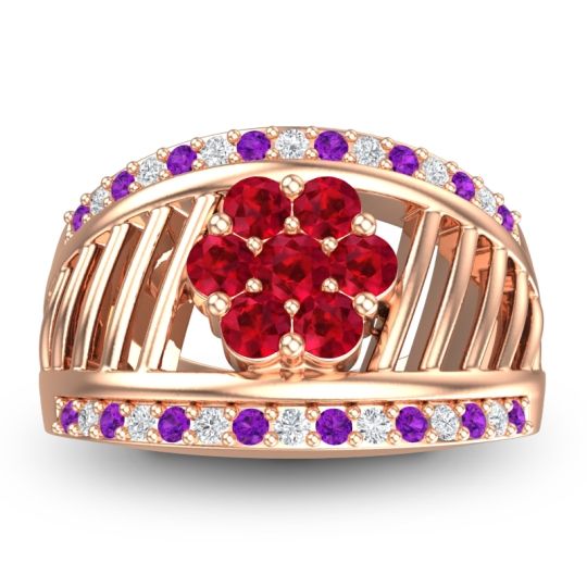 Statement Floral Pave Japa Ring