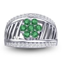 Statement Floral Pave Japa Ring